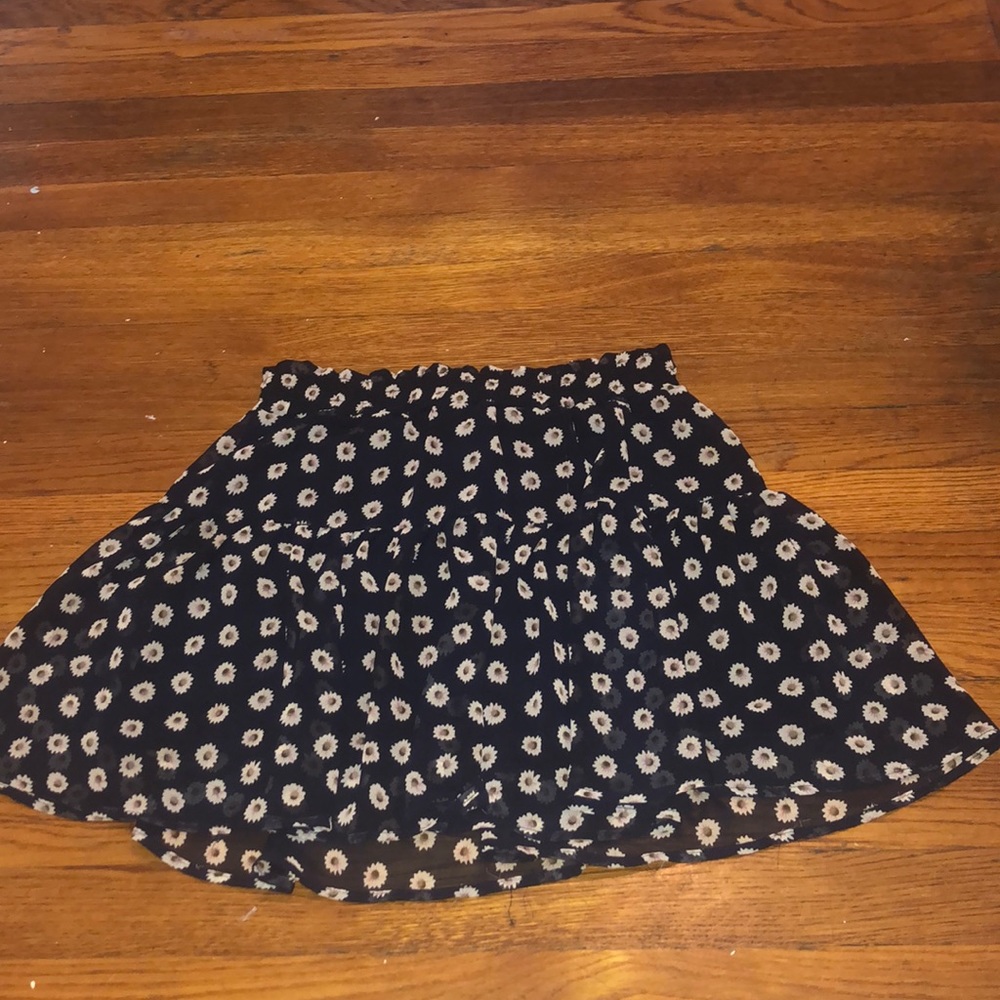 Navy Floral Flowy Skirt
